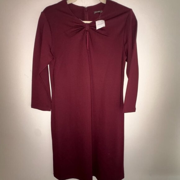 NEW W/ TAGS J. McLaughlin Isabel 3/4 Sleeve Knot Front size M Burgundy Ponte - Picture 1 of 10